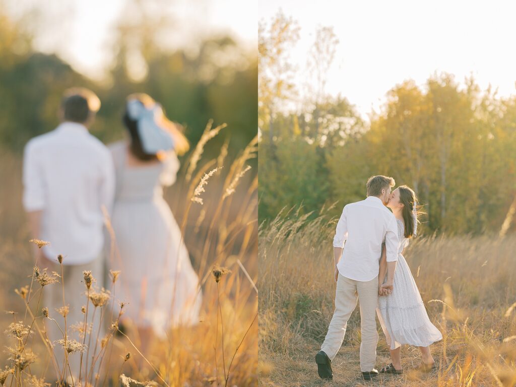 Family portrait session in La Crosse Wisconsin during fall with golden autumn leaves