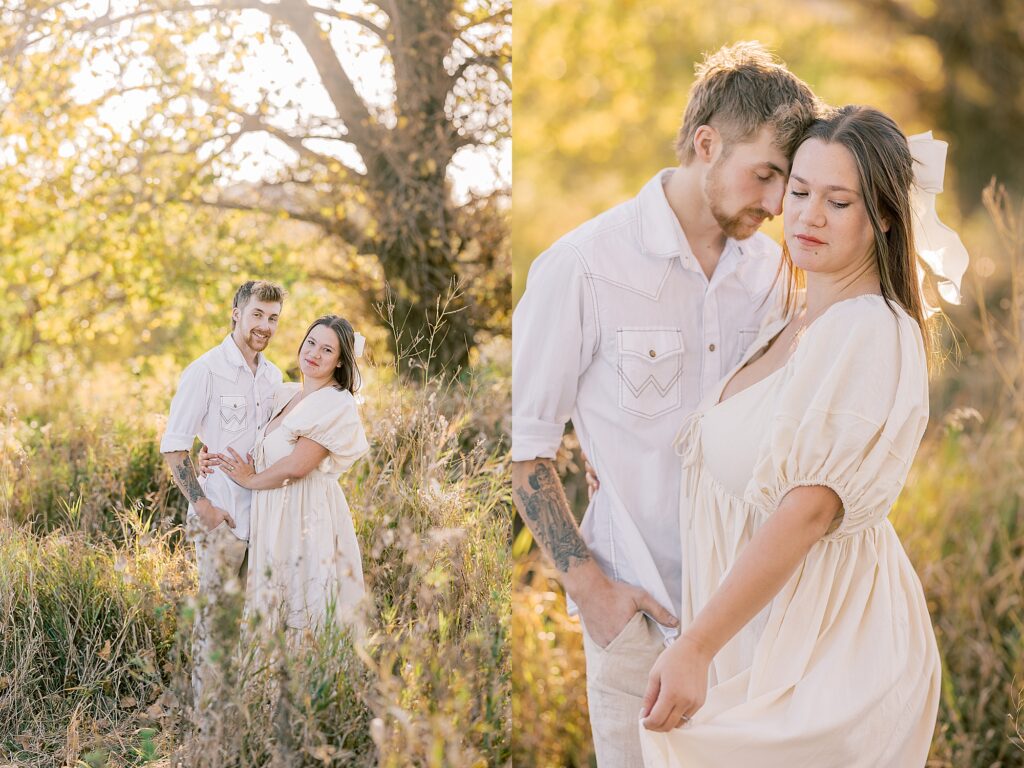 Family portrait session in La Crosse Wisconsin during fall with golden autumn leaves
