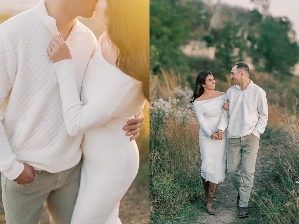 Romantic engagement photos in La Crosse, Wisconsin with autumn light