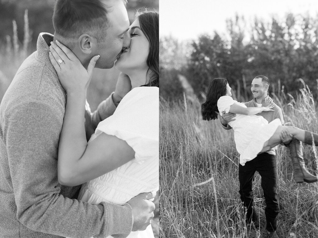 Film-inspired engagement session in the rolling hills of La Crosse