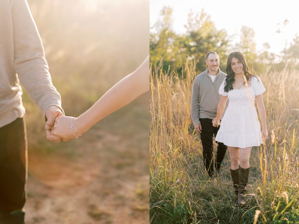 Romantic engagement photos in La Crosse, Wisconsin with autumn light