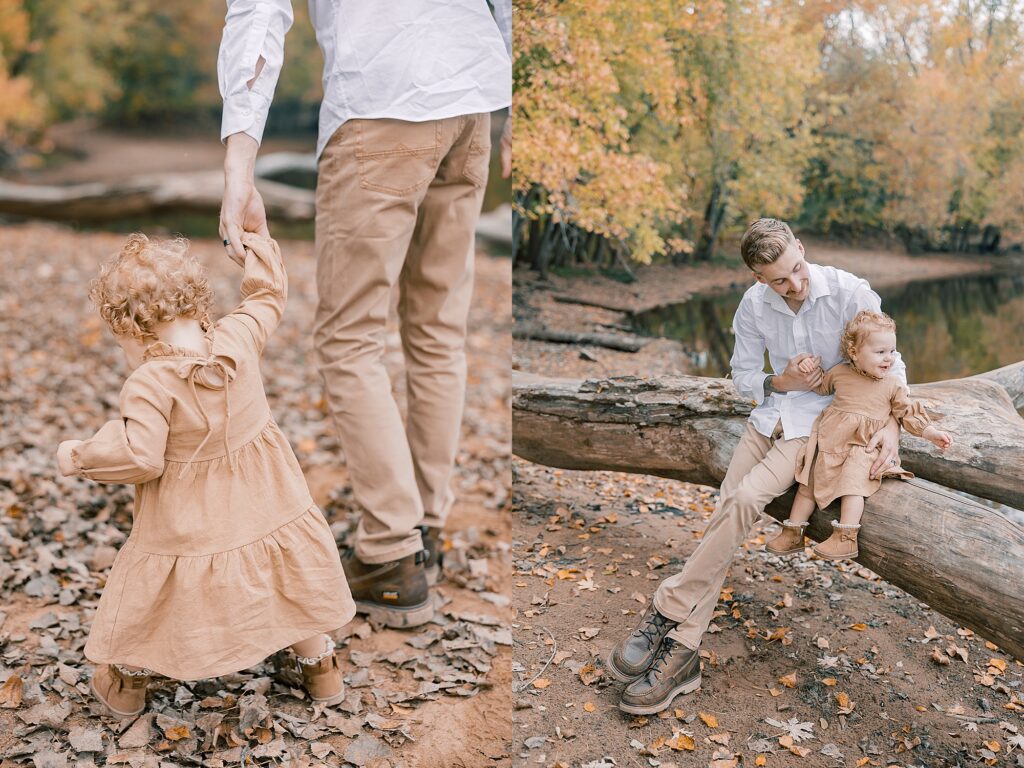 The Peter family smiling together in autumn foliage during their La Crosse family session.