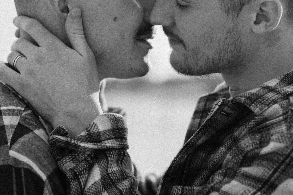 Soft romantic engagement photography in Wisconsin beach dunes
